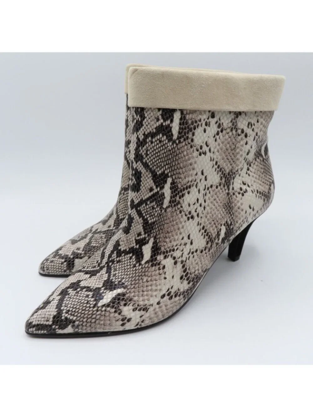 42 Gold Ojai Womens 8.5 Leather Snake Snakeskin Python Print Heeled Ankle Boots